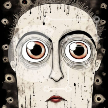 Intra Συλλεκτικό Ξύλινο Παζλ Plywood  4mm - Αφηρημένη τέχνη με το πρόσωπο και τις τελείες του ανθρώπου Σε Ξύλινο Κουτί - Διαστάσεις Puzzle: 10x10 cm – 25 κομμάτια - Image 1