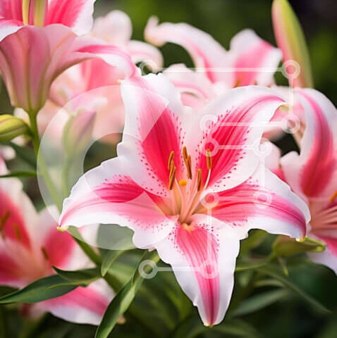 Intra Συλλεκτικό Ξύλινο Παζλ Plywood  4mm - Ροζ και λευκά κρίνα σε ένα πράσινο περιβάλλον Σε Ξύλινο Κουτί - Διαστάσεις: 10x10 cm – 25 κομμάτια - Image 1