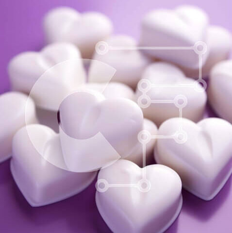 Intra Συλλεκτικό Ξύλινο Παζλ Plywood  4mm - Σωρός από λευκές καραμέλες σε σχήμα καρδιάς Σε Ξύλινο Κουτί - Διαστάσεις Puzzle: 10x10 cm – 25 κομμάτια - Image 1