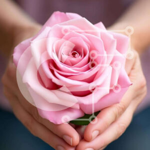 Intra Συλλεκτικό Ξύλινο Παζλ Plywood  4mm - Ροζ τριαντάφυλλο στα χέρια Σε Ξύλινο Κουτί - Διαστάσεις: 10x10 cm – 25 κομμάτια