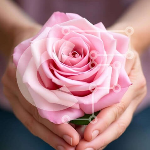 Intra Συλλεκτικό Ξύλινο Παζλ Plywood  4mm - Ροζ τριαντάφυλλο στα χέρια Σε Ξύλινο Κουτί - Διαστάσεις: 10x10 cm – 25 κομμάτια - Image 1