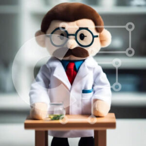 Intra Συλλεκτικό Ξύλινο Παζλ Plywood  4mm - Γεμισμένο Toy Scientist με πράσινο τσάι σε ξύλινο τραπέζι Σε Ξύλινο Κουτί - Διαστάσεις Puzzle: 10x10 cm – 25 κομμάτια - Image 1