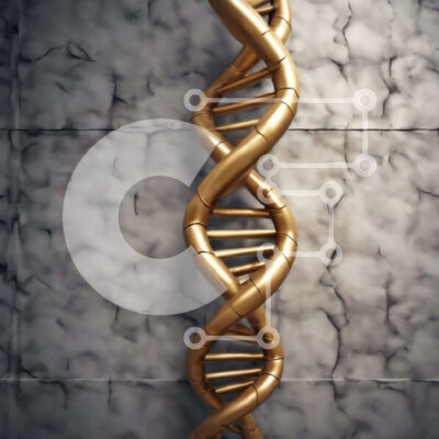 Intra Συλλεκτικό Ξύλινο Παζλ Plywood 4mm - Χρυσό σκέλος DNA σε αφηρημένο τσιμεντένιο τοίχο Σε Ξύλινο Κουτί - Διαστάσεις Puzzle: 10x10 cm – 25 κομμάτια - Image 1