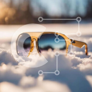 Intra Συλλεκτικό Ξύλινο Παζλ Plywood  4mm - Χειμερινά γυαλιά ηλίου στο χιόνι με ήλιο που λάμπει Σε Ξύλινο Κουτί - Διαστάσεις Puzzle: 10x10 cm – 25 κομμάτια - Image 1