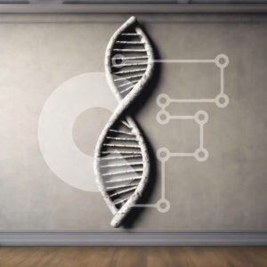 Intra Συλλεκτικό Ξύλινο Παζλ Plywood  4mm - DNA Strand σε άδειο δωμάτιο με ξύλινη καρέκλα Σε Ξύλινο Κουτί - Διαστάσεις Puzzle: 10x10 cm – 25 κομμάτια - Image 1