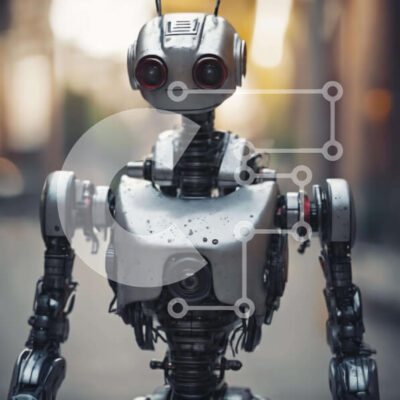 Intra Συλλεκτικό Ξύλινο Παζλ Plywood  4mm - Ρομπότ στο δρόμο με στολή βιομηχανικού στυλ Σε Ξύλινο Κουτί - Διαστάσεις Puzzle: 10x10 cm – 25 κομμάτια - Image 1