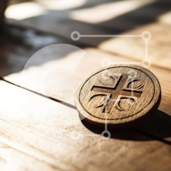 Intra Συλλεκτικό Ξύλινο Παζλ Plywood  4mm - Περίπλοκα σχεδιασμένο ξύλινο θρησκευτικό νόμισμα στο τραπέζι Σε Ξύλινο Κουτί - Διαστάσεις Puzzle: 10x10 cm – 25 κομμάτια - Image 1