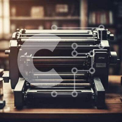 Intra Συλλεκτικό Ξύλινο Παζλ Plywood  4mm - Vintage εκτυπωτής σε ξύλινο τραπέζι Σε Ξύλινο Κουτί - Διαστάσεις Puzzle: 10x10 cm – 25 κομμάτια - Image 1