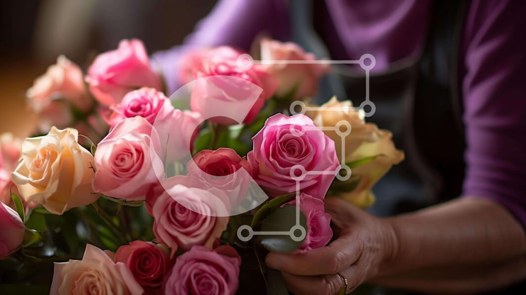 Intra Συλλεκτικό Ξύλινο Παζλ Plywood  4mm - Γυναικείο μπουκέτο με ροζ, κίτρινα και λευκά τριαντάφυλλα Σε Ξύλινο Κουτί - Διαστάσεις Puzzle: 10x10 cm – 25 κομμάτια