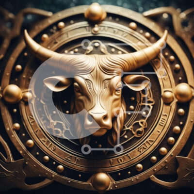 Intra Συλλεκτικό Ξύλινο Παζλ Plywood  4mm - Χρυσό γλυπτό ζωδίου κεφαλής ταύρου Αιγόκερως Σε Ξύλινο Κουτί - Διαστάσεις Puzzle: 10x10 cm – 25 κομμάτια - Image 1