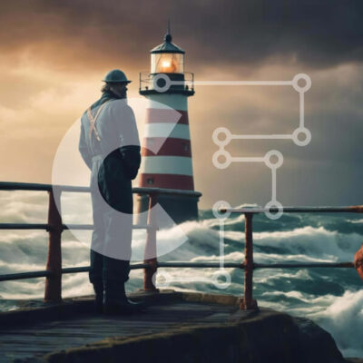 Intra Συλλεκτικό Ξύλινο Παζλ Plywood  4mm - Άτομο στην προβλήτα που κοιτάζει τα κύματα και το φάρο Σε Ξύλινο Κουτί - Διαστάσεις: 10x10 cm – 25 κομμάτια - Image 1