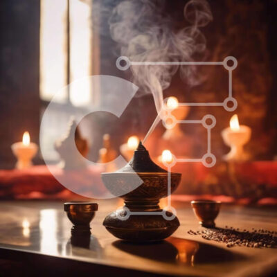 Intra Συλλεκτικό Ξύλινο Παζλ Plywood  4mm - Πνευματική ατμόσφαιρα με θυμιατό και κεριά Σε Ξύλινο Κουτί - Διαστάσεις Puzzle: 10x10 cm – 25 κομμάτια - Image 1