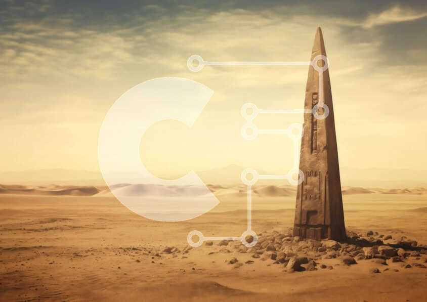 Intra Συλλεκτικό Ξύλινο Παζλ Plywood  4mm - Μνημείο οβελίσκου στο τοπίο της ερήμου Σε Ξύλινο Κουτί - Διαστάσεις Puzzle: 10x10 cm – 25 κομμάτια