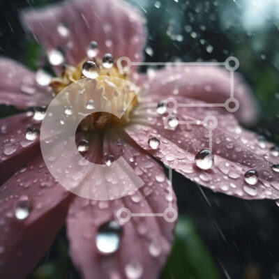 Intra Συλλεκτικό Ξύλινο Παζλ Plywood  4mm - Ροζ λουλούδι με σταγονίδια νερού Σε Ξύλινο Κουτί - Διαστάσεις: 10x10 cm – 25 κομμάτια - Image 1