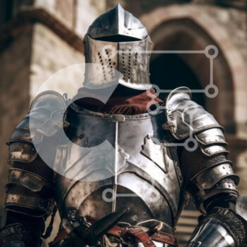 Intra Συλλεκτικό Ξύλινο Παζλ Plywood  4mm - Μεσαιωνικός Ιππότης με πανοπλία με σπαθιά Σε Ξύλινο Κουτί - Διαστάσεις Puzzle: 10x10 cm – 25 κομμάτια - Image 1