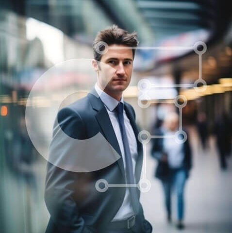 Intra Συλλεκτικό Ξύλινο Παζλ Plywood  4mm - Επιχειρηματίας που περπατά στο δρόμο με κομψό κοστούμι και γραβάτα Σε Ξύλινο Κουτί - Διαστάσεις Puzzle: 10x10 cm – 25 κομμάτια - Image 1