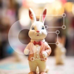 Intra Συλλεκτικό Ξύλινο Παζλ Plywood  4mm - Εμφάνιση ειδωλίων λευκού κουνελιού στο τραπέζι Σε Ξύλινο Κουτί - Διαστάσεις: 10x10 cm – 25 κομμάτια