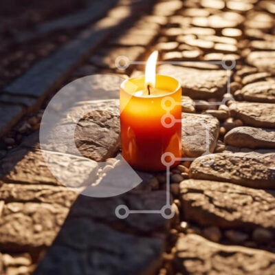 Intra Συλλεκτικό Ξύλινο Παζλ Plywood  4mm - Μονό Αναμμένο Κερί σε Πλακόστρωτα Σε Ξύλινο Κουτί - Διαστάσεις Puzzle: 10x10 cm – 25 κομμάτια - Image 1