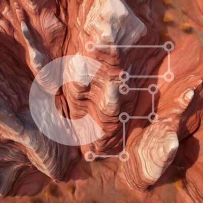 Intra Συλλεκτικό Ξύλινο Παζλ Plywood  4mm - Εναέρια άποψη του πολύχρωμου κόκκινου σχηματισμού βράχου στην έρημο Σε Ξύλινο Κουτί - Διαστάσεις: 10x10 cm – 25 κομμάτια - Image 1