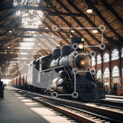 Intra Συλλεκτικό Ξύλινο Παζλ Plywood 4mm - Παλιομοδίτικο τρένο στο σταθμό με ανθρώπους να περιμένουν Σε Ξύλινο Κουτί - Διαστάσεις Puzzle: 10x10 cm – 25 κομμάτια - Image 1