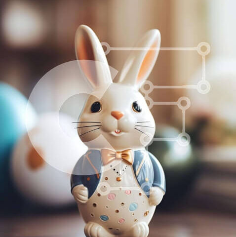 Intra Συλλεκτικό Ξύλινο Παζλ Plywood 4mm - Πασχαλινό ειδώλιο λαγουδάκι με πασχαλινά στολίδια Σε Ξύλινο Κουτί - Διαστάσεις Puzzle: 10x10 cm – 25 κομμάτια - Image 1