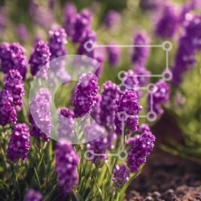 Intra Συλλεκτικό Ξύλινο Παζλ Plywood  4mm - Μωβ λουλούδια λεβάντας στο έδαφος Σε Ξύλινο Κουτί - Διαστάσεις: 10x10 cm – 25 κομμάτια - Image 1