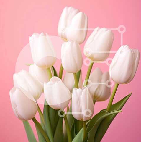 Intra Συλλεκτικό Ξύλινο Παζλ Plywood 4mm - Λευκές τουλίπες και μικτά λουλούδια σε βάζο σε ροζ φόντο Σε Ξύλινο Κουτί - Διαστάσεις: 10x10 cm – 25 κομμάτια - Image 1