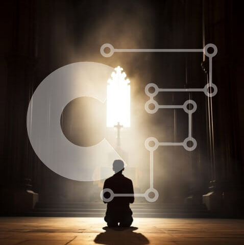 Intra Συλλεκτικό Ξύλινο Παζλ Plywood 4mm - Άνθρωπος που σκιαγραφείται στο Illuminated Cross Σε Ξύλινο Κουτί - Διαστάσεις Puzzle: 10x10 cm – 25 κομμάτια - Image 1