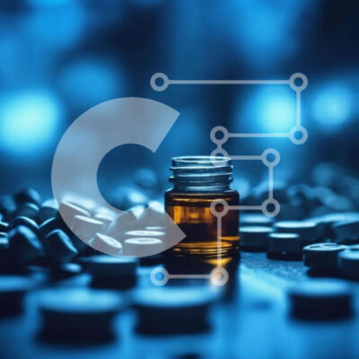 Intra Συλλεκτικό Ξύλινο Παζλ Plywood  4mm - Μπουκάλι και χάπια ιατρικής σε μπλε φόντο Σε Ξύλινο Κουτί - Διαστάσεις Puzzle: 10x10 cm – 25 κομμάτια - Image 1