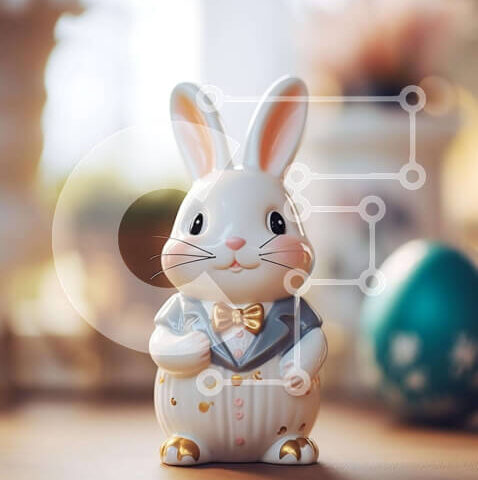 Intra Συλλεκτικό Ξύλινο Παζλ Plywood  4mm - Άσπρο ειδώλιο λαγουδάκι στο πασχαλινό αυγό Σε Ξύλινο Κουτί - Διαστάσεις: 10x10 cm – 25 κομμάτια - Image 1