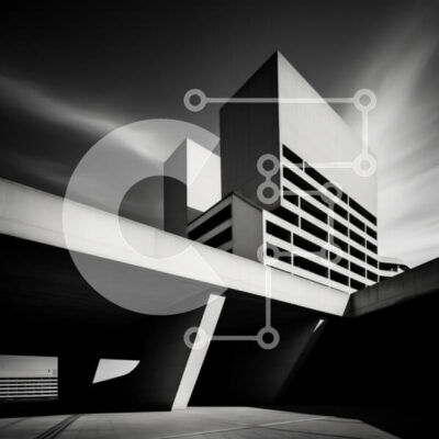 Intra Συλλεκτικό Ξύλινο Παζλ Plywood 4mm - Αφηρημένο μαύρο και άσπρο κτήριο Σε Ξύλινο Κουτί - Διαστάσεις Puzzle: 10x10 cm – 25 κομμάτια - Image 1