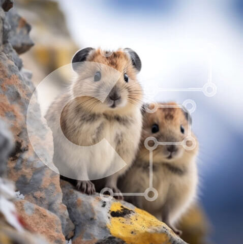 Intra Συλλεκτικό Ξύλινο Παζλ Plywood 4mm - Όμορφη εικόνα ζώων σε βραχώδη βράχο με φόντο το χιονισμένο βουνό Σε Ξύλινο Κουτί - Διαστάσεις: 10x10 cm – 25 κομμάτια - Image 1