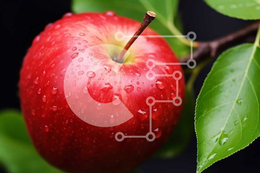 Intra Συλλεκτικό Ξύλινο Παζλ Plywood  4mm - Κόκκινο μήλο σε ένα κλαδί με σταγονίδια νερού Σε Ξύλινο Κουτί - Διαστάσεις: 10x10 cm – 25 κομμάτια