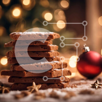 Intra Συλλεκτικό Ξύλινο Παζλ Plywood  4mm - Στοίβα μπισκότα μελόψωμο με χριστουγεννιάτικα στολίδια Σε Ξύλινο Κουτί - Διαστάσεις: 10x10 cm – 25 κομμάτια - Image 1