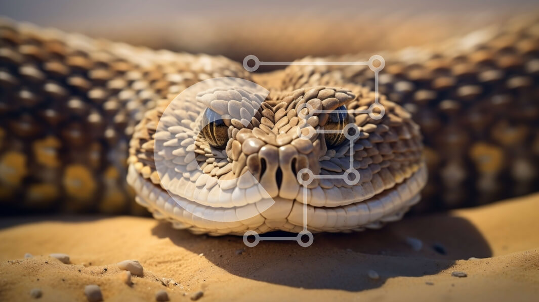 Intra Συλλεκτικό Ξύλινο Παζλ Plywood  4mm - Κοντινή όψη του κεφαλιού ενός κροταλία Σε Ξύλινο Κουτί - Διαστάσεις: 10x10 cm – 25 κομμάτια