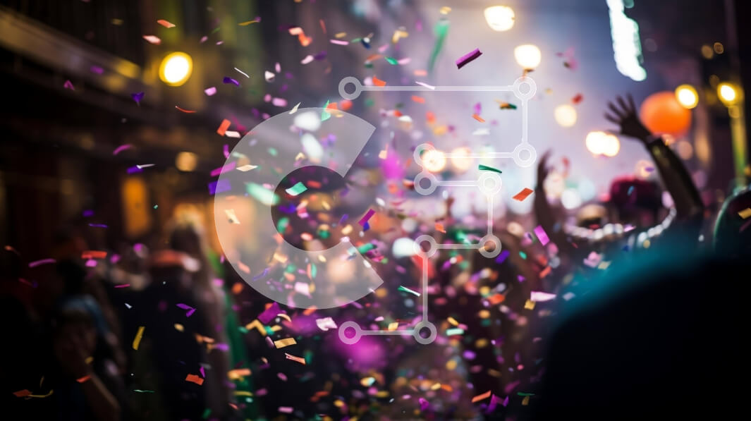 Intra Συλλεκτικό Ξύλινο Παζλ Plywood  4mm - Πλήθος ανθρώπων που γιορτάζει με πολύχρωμα κομφετί Σε Ξύλινο Κουτί - Διαστάσεις Puzzle: 10x10 cm – 25 κομμάτια