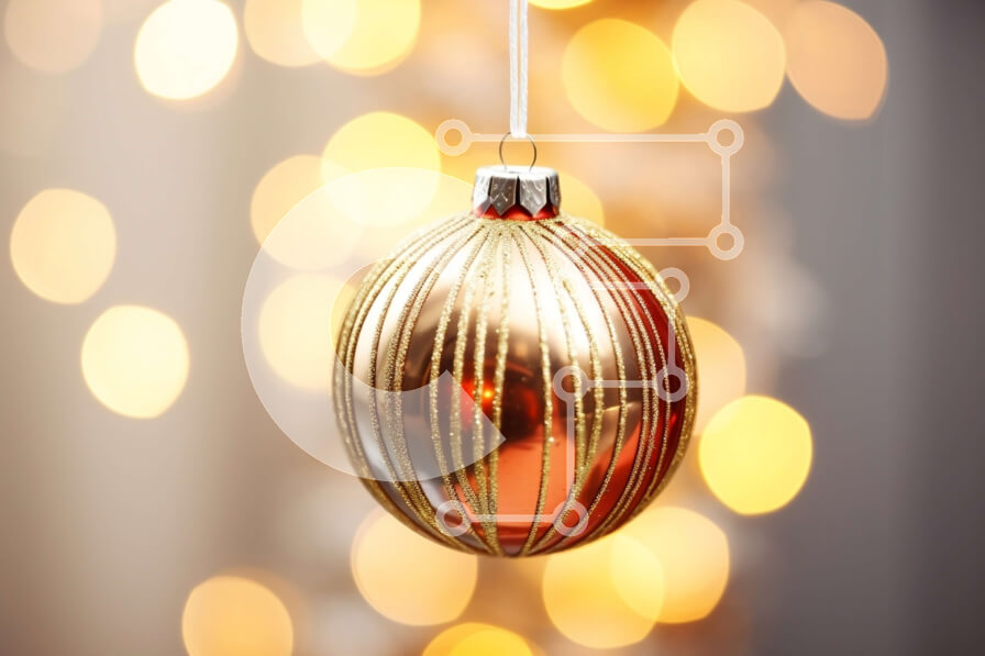 Intra Συλλεκτικό Ξύλινο Παζλ Plywood  4mm - Κομψή και γιορτινή διακόσμηση χρυσής μπάλας Σε Ξύλινο Κουτί - Διαστάσεις: 10x10 cm – 25 κομμάτια