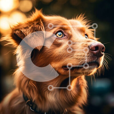 Intra Συλλεκτικό Ξύλινο Παζλ Plywood  4mm - Αξιολάτρευτη εικόνα ενός καφέ σκύλου με μπλε μάτια που κοιτάζουν ψηλά στον ουρανό Σε Ξύλινο Κουτί - Διαστάσεις: 10x10 cm – 25 κομμάτια - Image 1