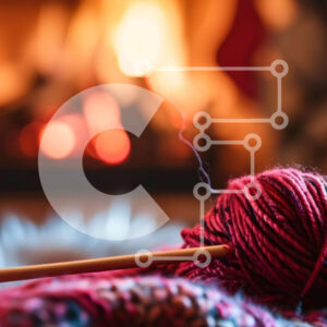 Intra Συλλεκτικό Ξύλινο Παζλ Plywood  4mm - Ζεστή σκηνή πλεξίματος με νήματα και τζάκι Σε Ξύλινο Κουτί - Διαστάσεις Puzzle: 10x10 cm – 25 κομμάτια