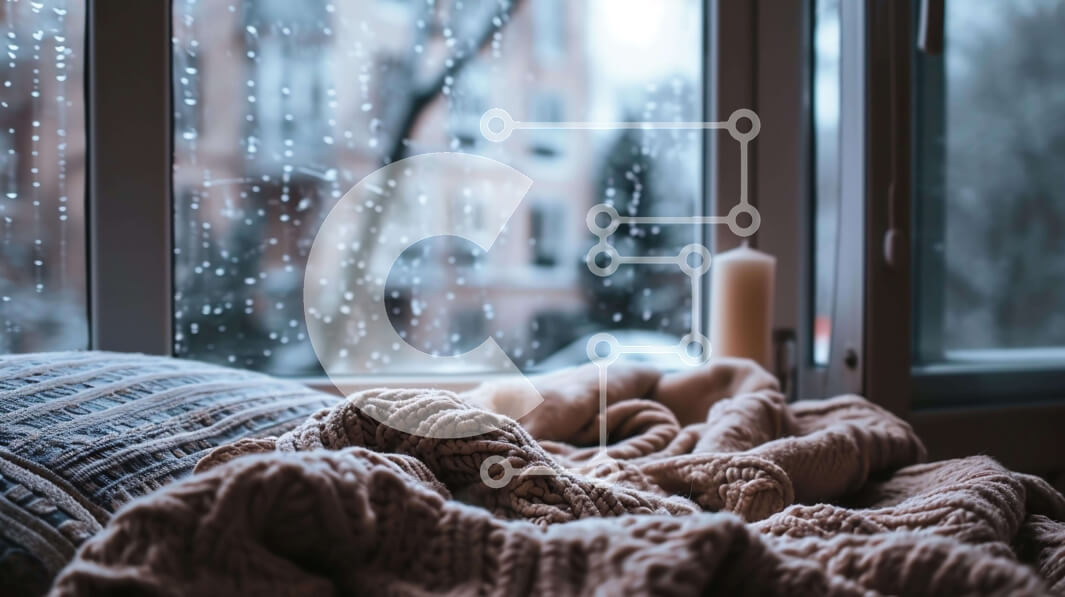 Intra Συλλεκτικό Ξύλινο Παζλ Plywood  4mm - Ζεστή χειμερινή σκηνή με σταγόνες βροχής και φως των κεριών Σε Ξύλινο Κουτί - Διαστάσεις Puzzle: 10x10 cm – 25 κομμάτια