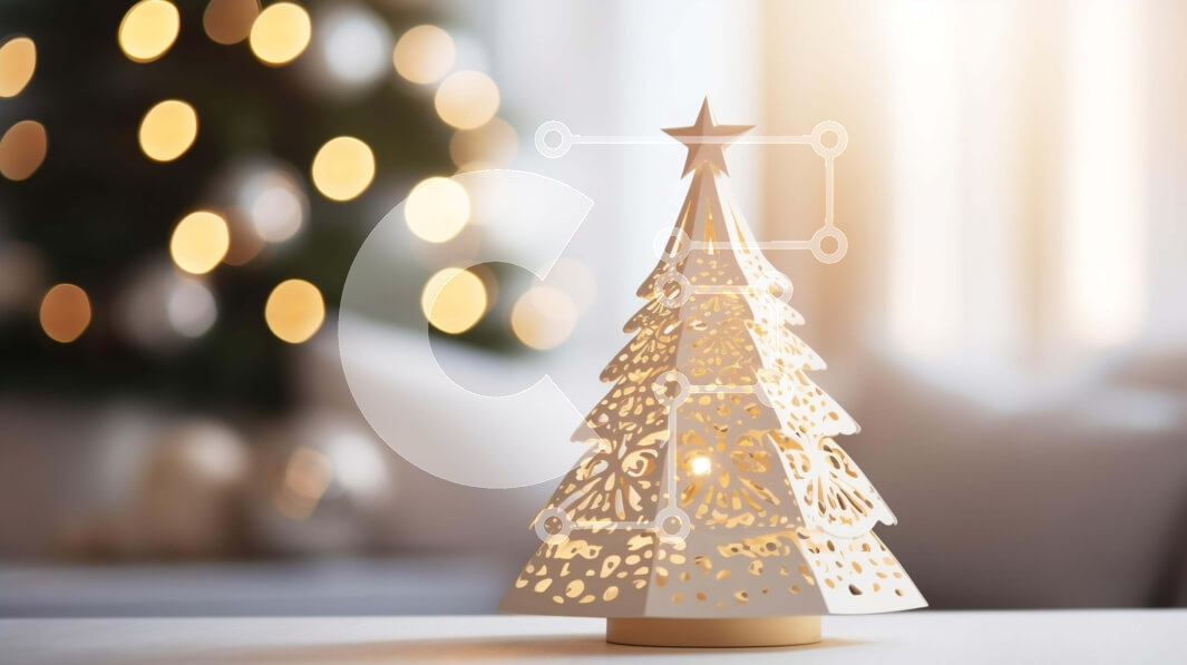 Intra Συλλεκτικό Ξύλινο Παζλ Plywood  4mm - Λευκό χριστουγεννιάτικο δέντρο με πολύχρωμα στολίδια Σε Ξύλινο Κουτί - Διαστάσεις: 10x10 cm – 25 κομμάτια