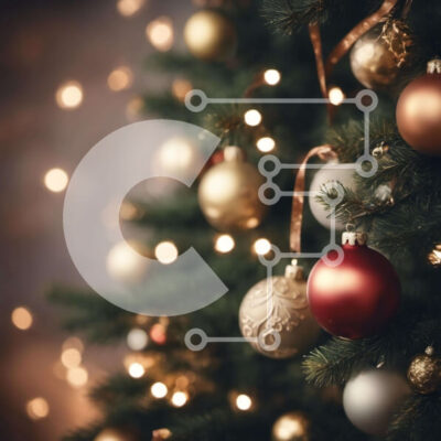 Intra Συλλεκτικό Ξύλινο Παζλ Plywood  4mm - Εορταστικό χριστουγεννιάτικο δέντρο στολισμένο με χρυσά, ασημένια και κόκκινα στολίδια Σε Ξύλινο Κουτί - Διαστάσεις: 10x10 cm – 25 κομμάτια - Image 1