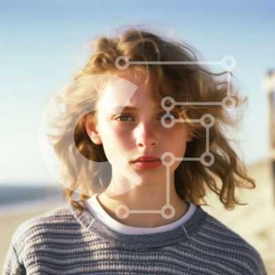 Intra Συλλεκτικό Ξύλινο Παζλ Plywood  4mm - Όμορφη εικόνα ενός νεαρού κοριτσιού που κοιτάζει τον ωκεανό Σε Ξύλινο Κουτί - Διαστάσεις Puzzle: 10x10 cm – 25 κομμάτια - Image 1