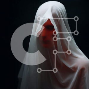 Intra Συλλεκτικό Ξύλινο Παζλ Plywood  4mm - Μυστηριώδης γυναίκα σε λευκό με φόντο κόκκινο φως Σε Ξύλινο Κουτί - Διαστάσεις Puzzle: 10x10 cm – 25 κομμάτια