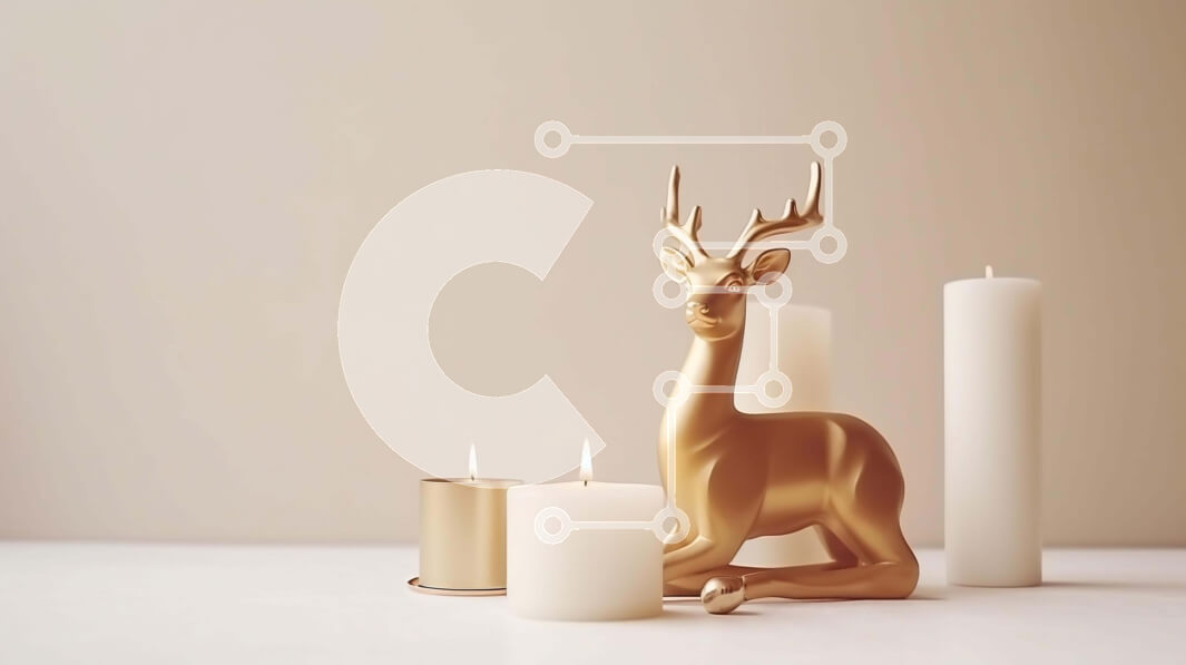 Intra Συλλεκτικό Ξύλινο Παζλ Plywood  4mm - Χρυσό ειδώλιο ελαφιού με λευκά κεριά για εορταστική διακόσμηση Σε Ξύλινο Κουτί - Διαστάσεις: 10x10 cm – 25 κομμάτια