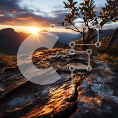 Intra Συλλεκτικό Ξύλινο Παζλ Plywood  4mm - Εκπληκτικό ηλιοβασίλεμα πάνω από την οροσειρά με μοναχικό δέντρο Σε Ξύλινο Κουτί - Διαστάσεις: 10x10 cm – 25 κομμάτια - Image 1