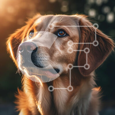 Intra Συλλεκτικό Ξύλινο Παζλ Plywood  4mm - Αξιολάτρευτο κοντινό πλάνο του προσώπου ενός σκύλου Golden Retriever Σε Ξύλινο Κουτί - Διαστάσεις: 10x10 cm – 25 κομμάτια - Image 1