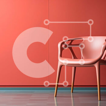 Intra Συλλεκτικό Ξύλινο Παζλ Plywood  4mm - Μοντέρνα ροζ καρέκλα μπροστά από τον γυαλιστερό κόκκινο τοίχο Σε Ξύλινο Κουτί - Διαστάσεις Puzzle: 10x10 cm – 25 κομμάτια - Image 1