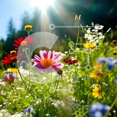 Intra Συλλεκτικό Ξύλινο Παζλ Plywood 4mm - Ζωντανά αγριολούλουδα σε ένα ηλιόλουστο πεδίο Σε Ξύλινο Κουτί - Διαστάσεις: 10x10 cm – 25 κομμάτια - Image 1