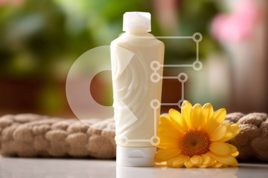 Intra Συλλεκτικό Ξύλινο Παζλ Plywood  4mm - Κομψή φωτογραφία του λευκού σωλήνα λοσιόν και του κίτρινου λουλουδιού Σε Ξύλινο Κουτί - Διαστάσεις Puzzle: 10x10 cm – 25 κομμάτια